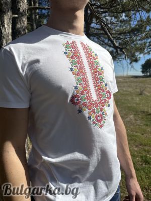 Мъжка памучна тениска с бродерия