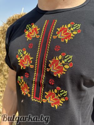 Мъжка памучна тениска с бродерия "Тракийска"