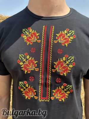Мъжка памучна тениска с бродерия "Тракийска"